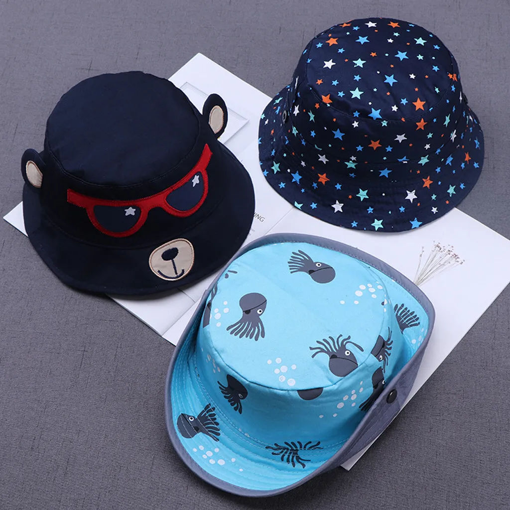 

Fashion 1-5Y Toddler Kids Baby Boy Girl Cartoon Print Soft Visor Eaves Cap Pots Bucket Hat