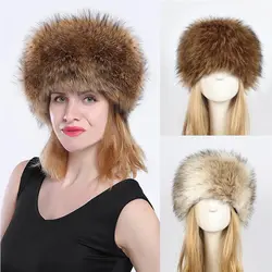 Зимняя меховая теплая повседневная меховая шапка из искусственного меха с искусственным мехом головы теплые женские ушные теплые