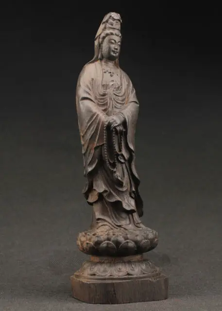 Разработка китайских оформлен Ручная Старый негр резной kwan-Инь Благоприятный статуя