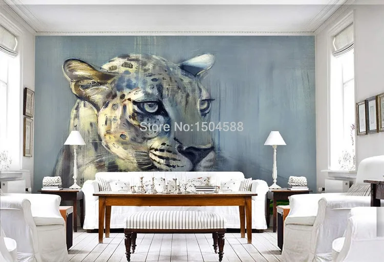 Пользовательских фото настенные Бумага 3D Leopard маслом фрески Гостиная дети Спальня Обеденная творчества фоне стены Бумага 3D