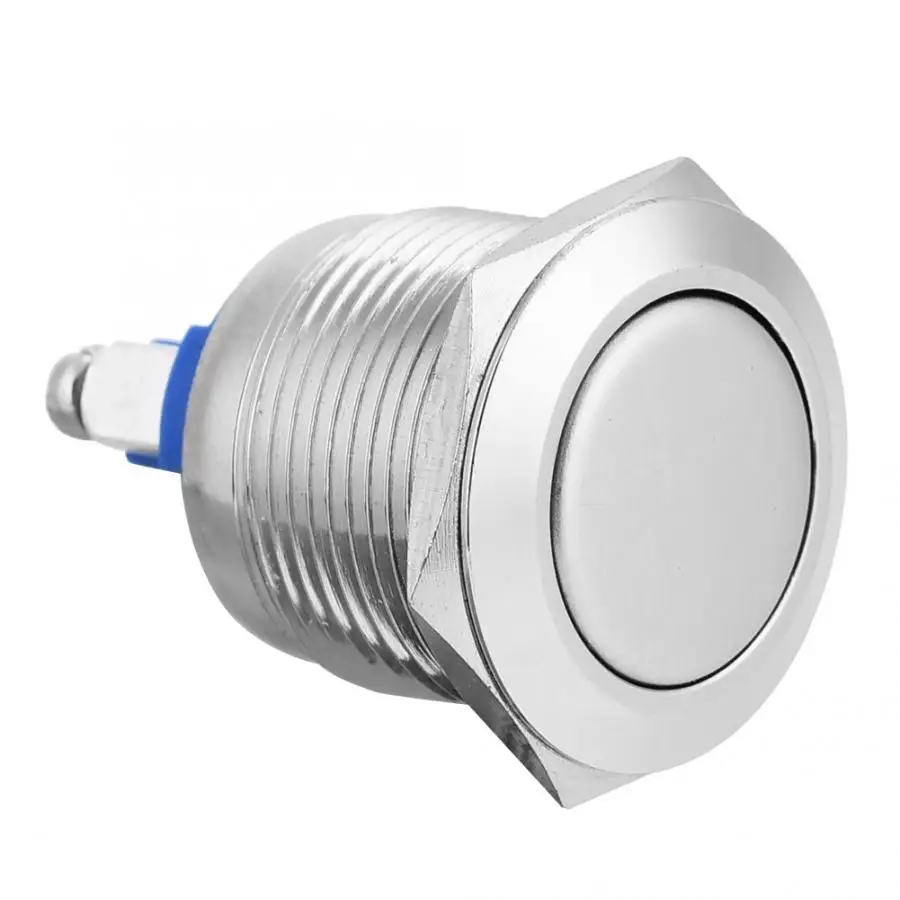 

Button Switch Rocker Switch 40pcs 19mm Metal Waterproof Momentary Push Button Switch Auto Reset Flat Head 2-Pin Interruptor
