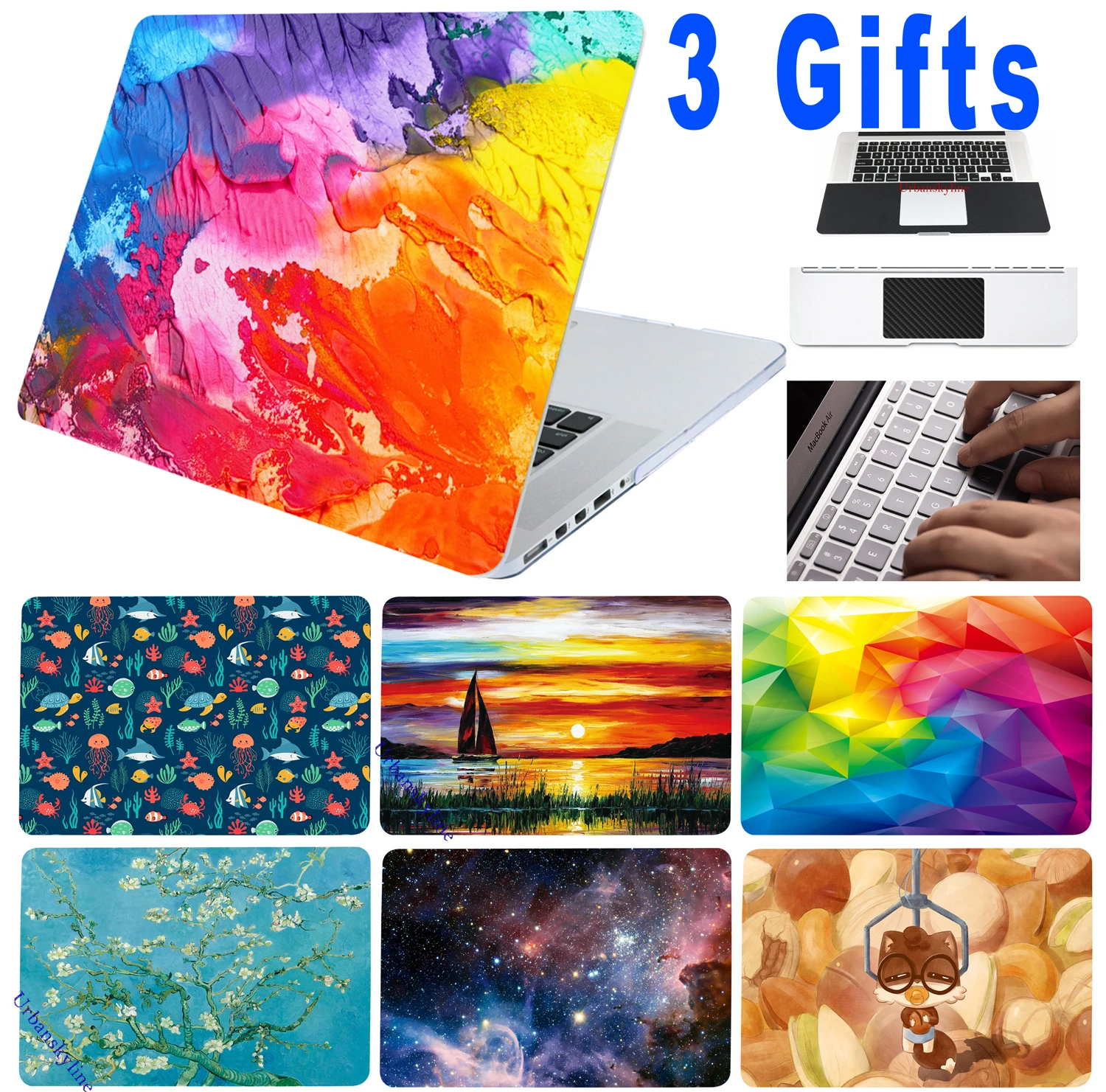 

Case for Macbook Printing Brain Wood Marble Pattern Air 11 12 13 Pro 13 15 or Retina Touch Matte Laptop Star Protective Cover