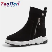 Taoffen/Женская обувь из натуральной кожи для прогулок; спортивные футбольные бутсы; женские кроссовки; зимняя теплая обувь на молнии; Размеры 35-42