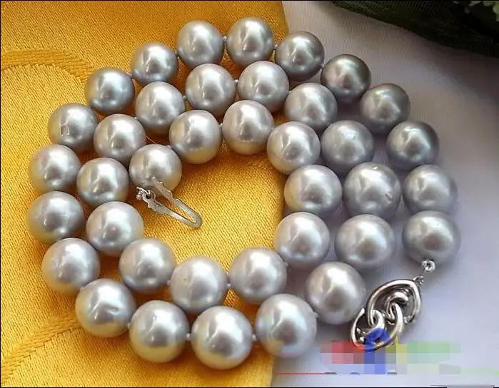 

FREE SHIPPING HOT sell new Style >>>>AAA++17" 11MM GRAY ROUND FW CULTURED PEARL NECKLACE