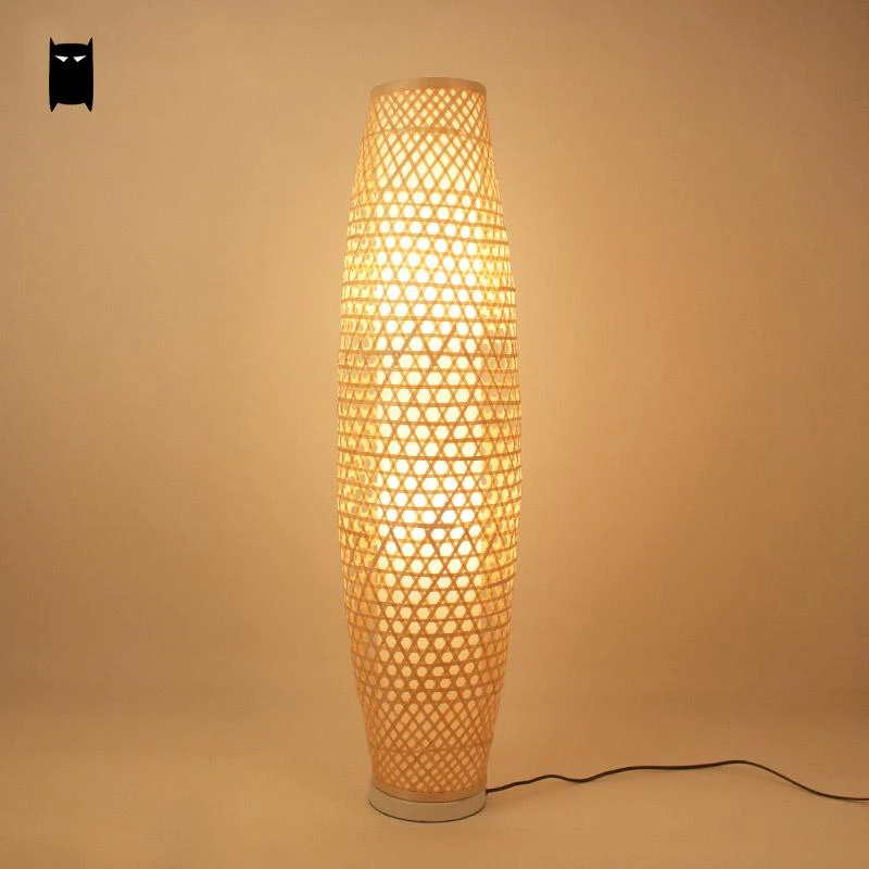 wicker rattan floor lamp