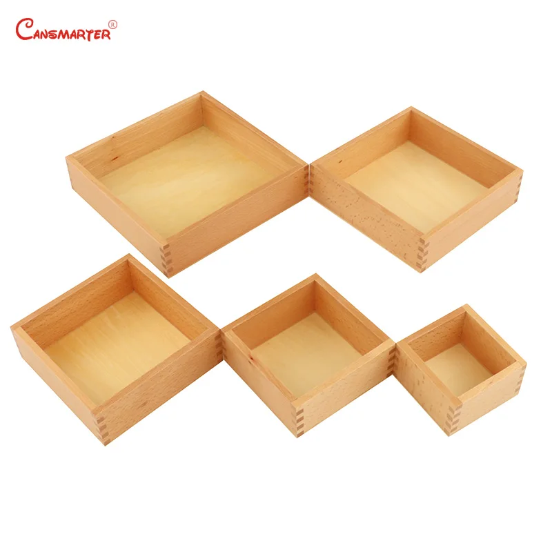  Educational Toys Baby Nesting Box Montessori Toys Size Sensorial Practice Boxs Teaching Wooden Beec