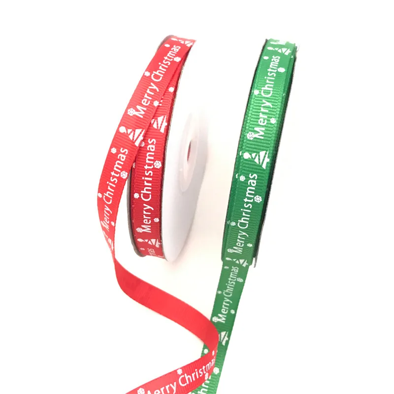 10mmX22meters зеленая Красная рождественская елка Grosgrain лента декоративная Xtmas
