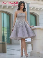 B039 Neue A-linie Abiballkleider 2017 Trägerlosen Ärmellose Pailletten Knielangen Satin Kleid Günstige Vestido Cocktail Kleider