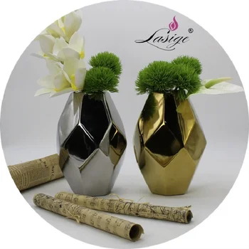 

Gold silver ceramic polyhedron vase flower accessories home decoration accessories Special promotion!