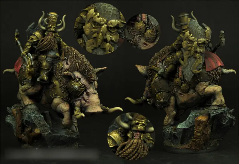 

[tuskmodel] 54MM resin model kit dwarf_on_boar (includ base)very big one total height 15CM weight 210G