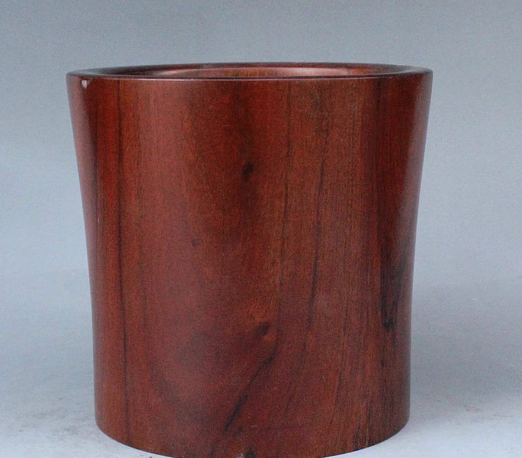 

6" Old Chinese Folk Palace HongSuanZhi wood Auspicious Pen container brush pot
