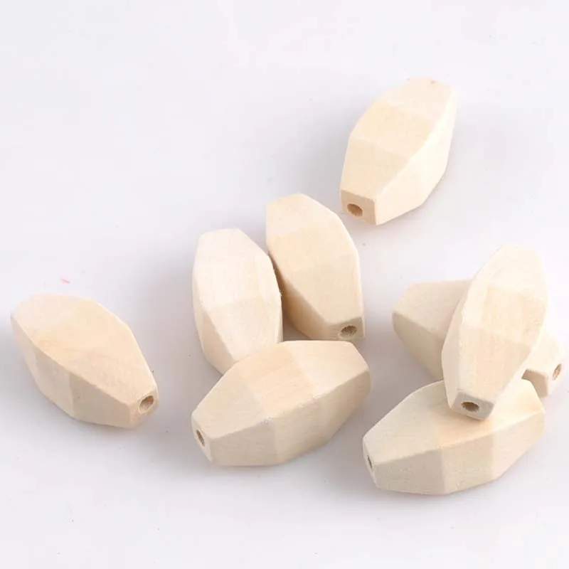 

39x18mm 5pcs Natural Wooden Faceted Wooden Unfinished Geometric Spacer beads For Jewelry making Handmake DIY Accessory MT1445X