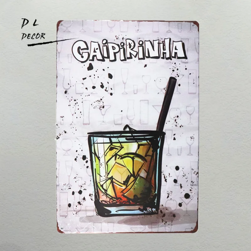 

DL-8x12 inch Vintage Style Sign with Caipirinna cocktail Glass Decorative Fun Universal Household Signs