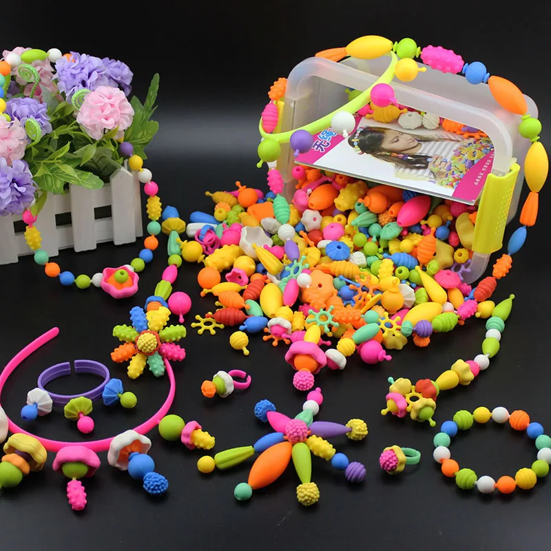 500pcs ABS DIY Building Blocks Pop Beads Kids DIY Beads Children DIY