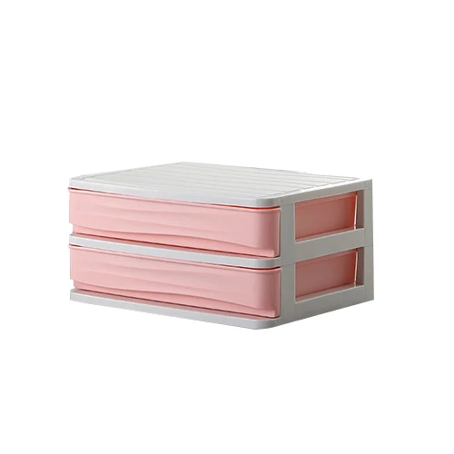 Модный пластиковый органайзер для макияжа, женская коробка для хранения косметики, ювелирное ожерелье, контейнер для губной помады, настольный держатель, принадлежности - Цвет: Pink 2 Layers