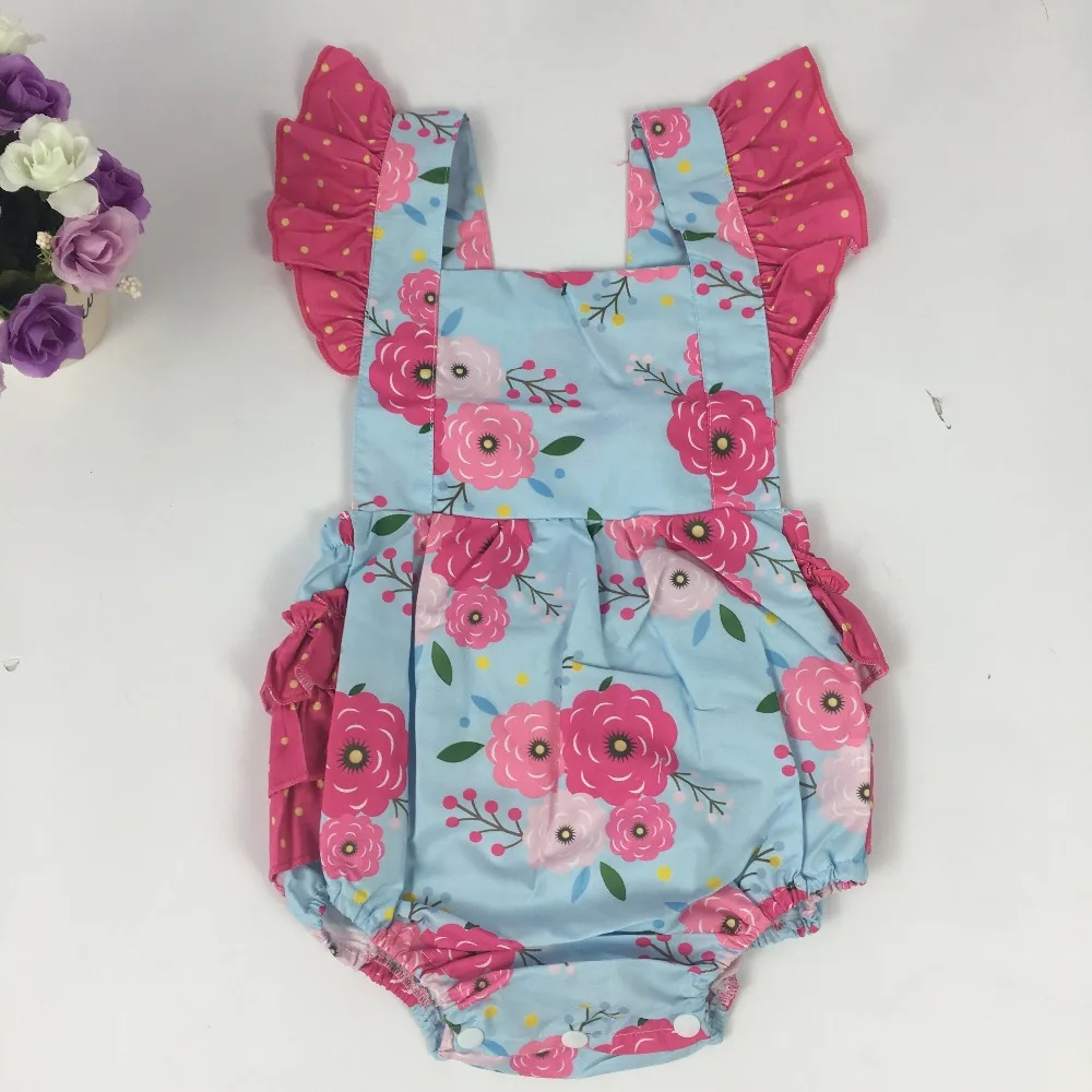 

Puresun Baby Girls Romper Newborn Floral Printed Cotton Romper Toddler Boutique Bubble Girl Print Ruffle Romper