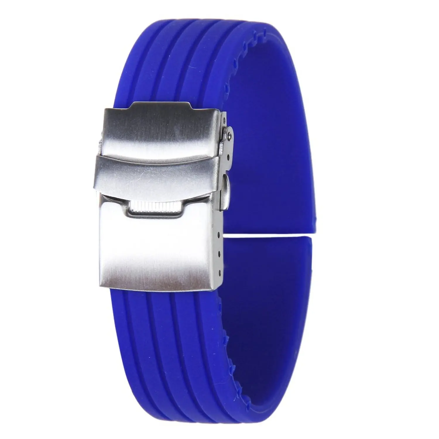 Watch Bracelet Rubber Bracelet Blue Band Bracelet 20mm buckle folding clasp Waterproofin