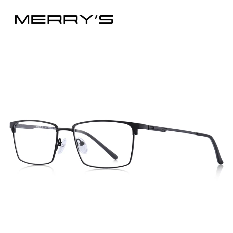 Merry's, мужские ультралегкие очки из титанового сплава, оправа для глаз, близорукость, очки по рецепту, Мужская оптическая оправа S2045 - Цвет оправы: C01 Black