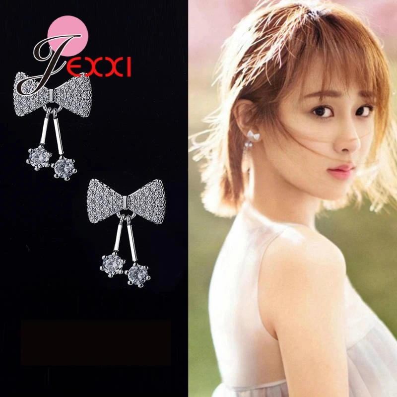 

Elegant Classic Design 925 Sterling Silver Butterfly Shape Earrings Clear Cubic Zircon Women Dance Party Accessaries