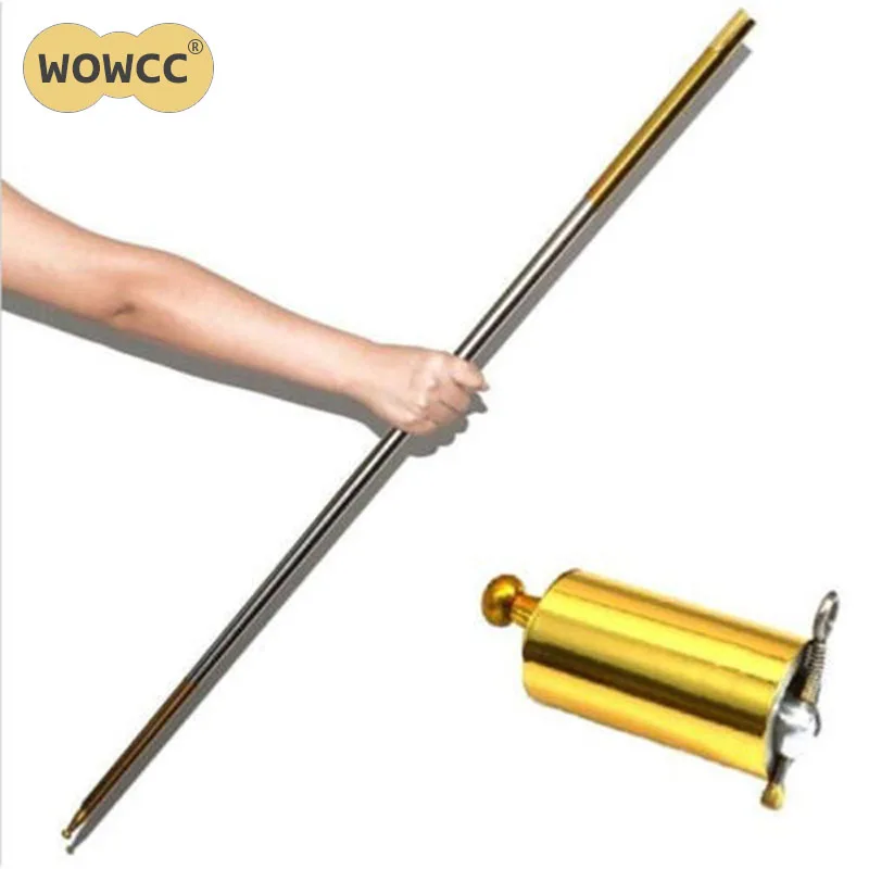 

WOWCC Gold Silver Stainless Portable Martial Arts Metal Staff Magic Wand Holiday DIY Decorations 110/150cm