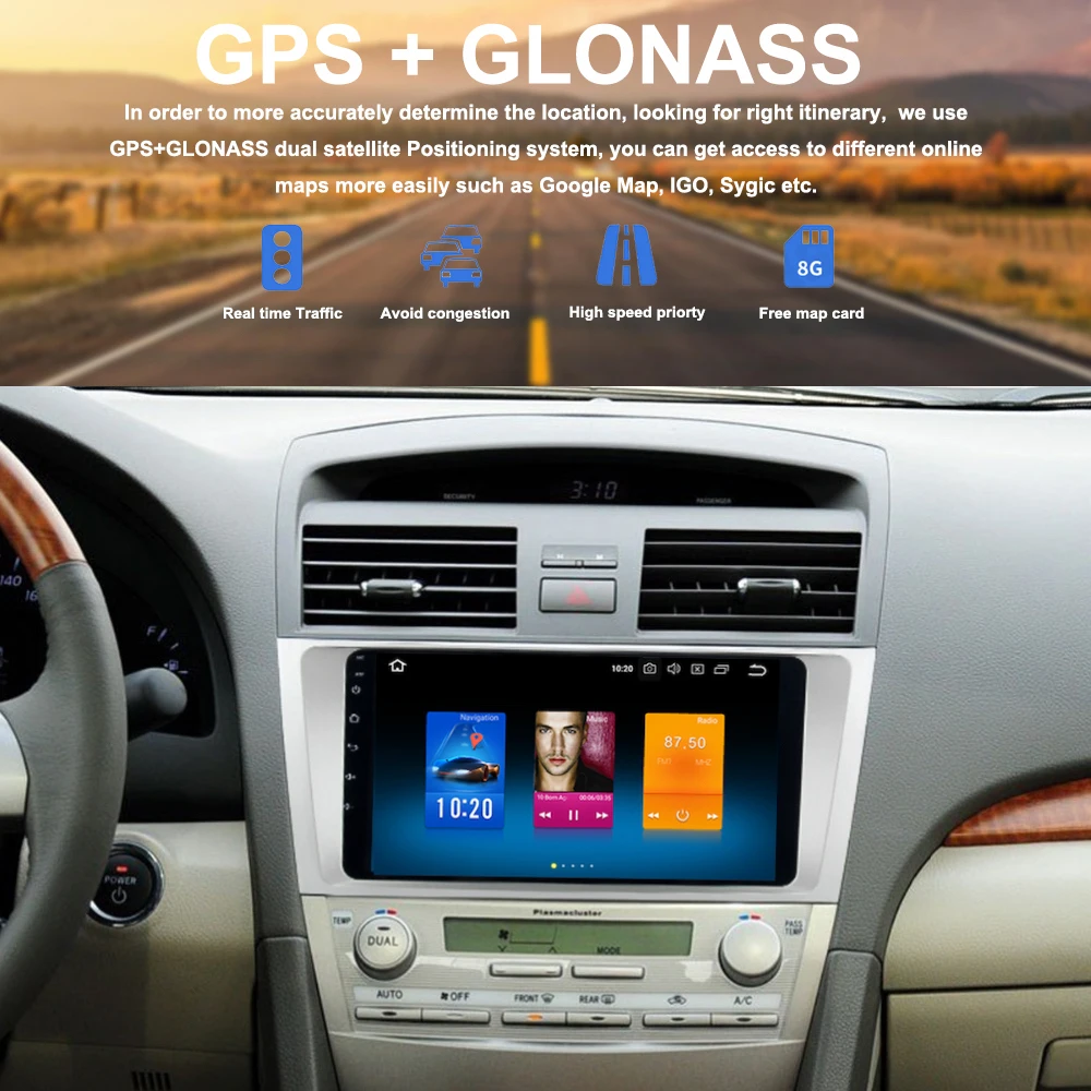 Excellent IPS 9" Car Radio for Toyota Camry V40 GPS Navigation 2007 2008 2009 2010 2011 Android 9.0 head unit 4G 32G Steering Mirror-Link 2