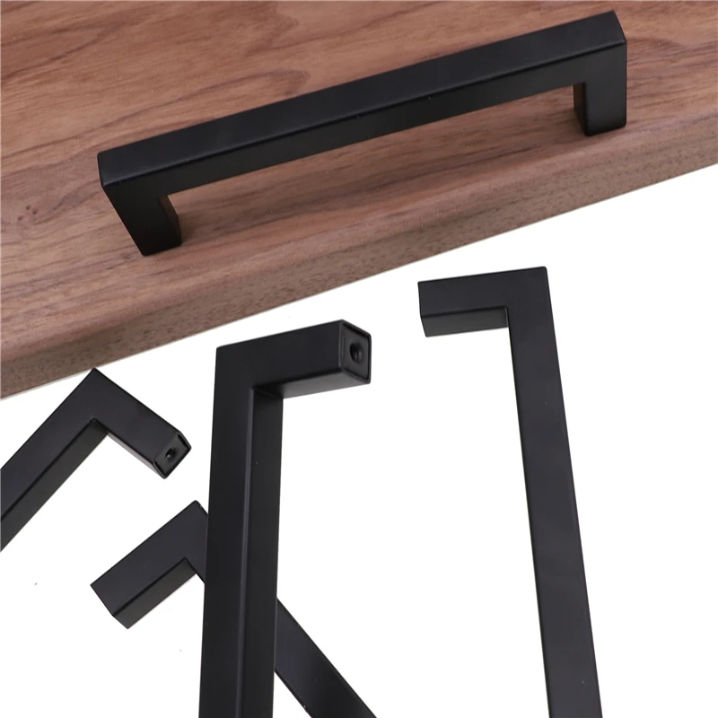 Furniture Handles Modern Square Stainless Steel Kitchen Door Knobs Cupboard Wardrobe Drawer Pulls