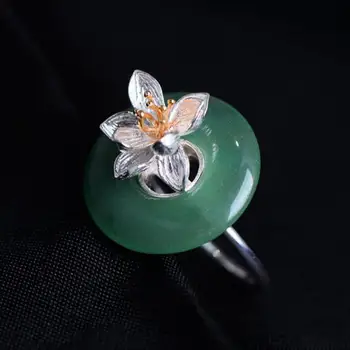 

Real 925 Sterling Silver Flowers Earrings For Women Natural Jade Simple Design Hook Drop Earrings Elegant Jewelry