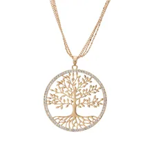 Классическое Древо жизни ожерелье с подвеской женское большое круглое Кристальное ожерелье Yggdrasil длинные цепочки золотые серебряные Модные Ювелирные изделия Подарки