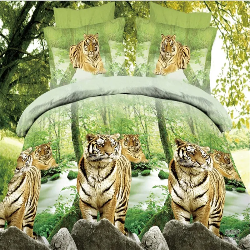 Home Textiles,Tiger jungle style 3D bedding sets 4Pcs of duvet cover
