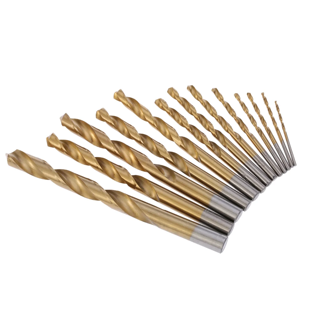 13pcs1.5-6.5mmHigh-speed Steel Titanium Plated Drill Bits Woodworking Wood Metal Drilling Tool ferrament Twist Drill Bit Set