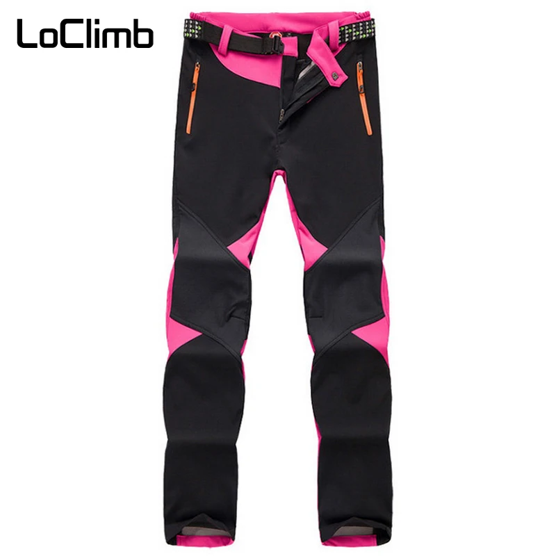 LoClimb invierno impermeable a prueba de viento de esquí pantalones al aire libre de las mujeres al aire libre deporte Softshell pantalones de senderismo escalada polar de lana pantalones AW086 LoClimb invierno impermeable a prueba de viento de esquí pantalones al aire libre de las mujeres al aire libre deporte Softshell pantalones de senderismo escalada polar de lana pantalones AW086