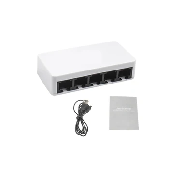 

5 Ports Fast Ethernet 10/100Mbps Network Switch Desktop Laptop Lan Hub Power By Micro USB for Notebook Desktop and Phone