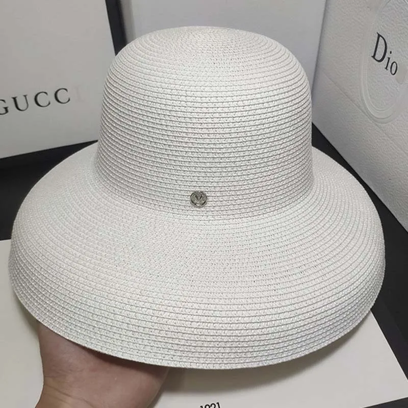 13 см с широкими полями, пляжная шляпа от солнца, большая флоппи женская летняя шляпа, красная, черная, белая, УФ-Защита от солнца, соломенная складная шляпа для путешествий, Шляпа Дерби - Цвет: Белый