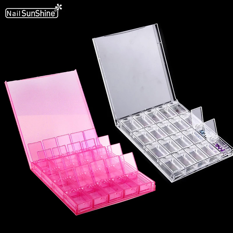 

20 Grid Nail Manicure Tools Storage Box Grinding Files Organizer Plastic Nail Dotting Drawing Pens Buffer Case Container Holder