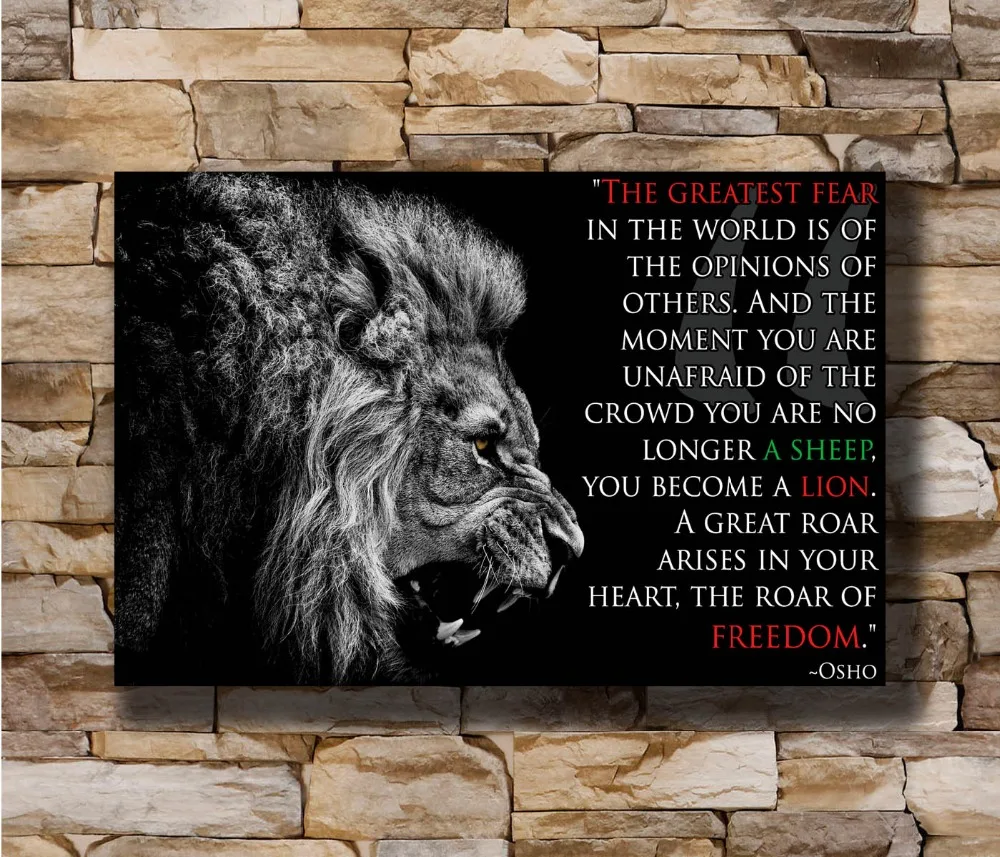 Lion Osho Quotes Inspirational Motivational Home Decoration Poster Wall