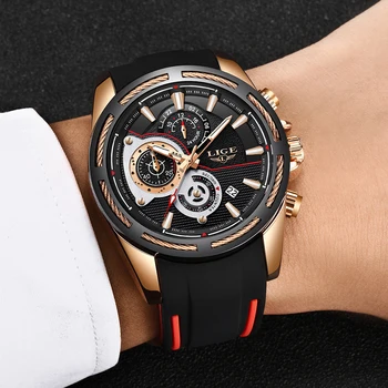 

LIGE Luxury Brand Men Analog Digital Leather Sports Watches Men's Army Military Watch Man Quartz Clock Relogio Masculino Gift