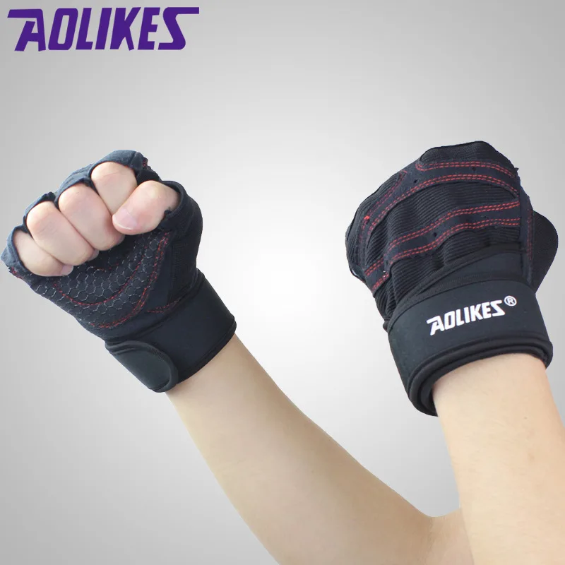 

2pcs Sport Fitness Weightlifting Cycling Anti Skid Half Finger Gloves Heavyweight Sports Fitness Breathable Gloves Protector Men