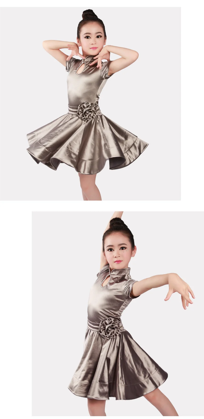 Новые латинский танец платья для девочек детей бальных танцев тренировочные костюмы Румба Самба спандекс блестящие выступления платья