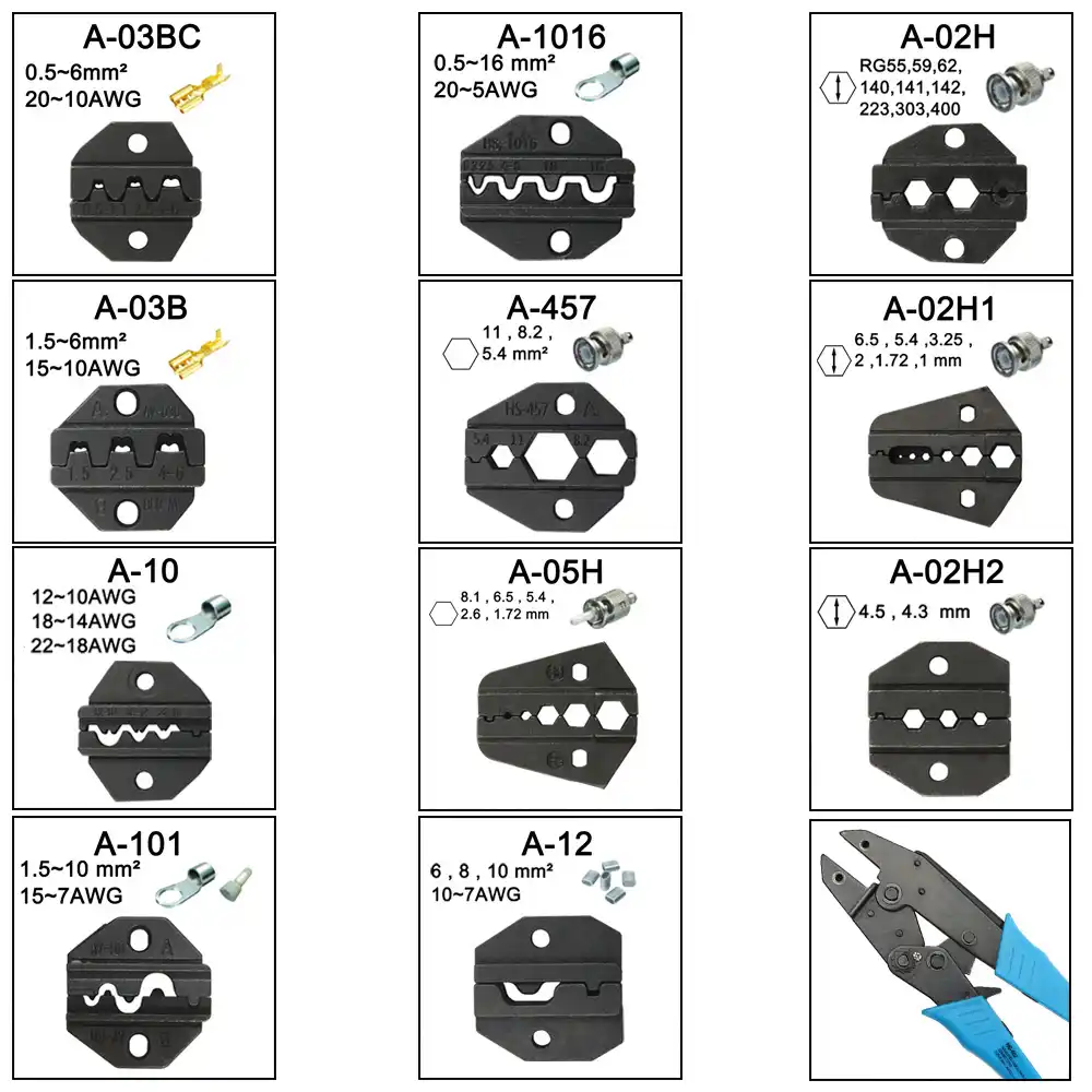 A03BC A03B A10 A101 A1016 A457 A05H A02H A02H1 плашки наборы для HS FSE AM-10 EM-6B2 обжимной Пилер обжимной станок модули челюсти - изображение