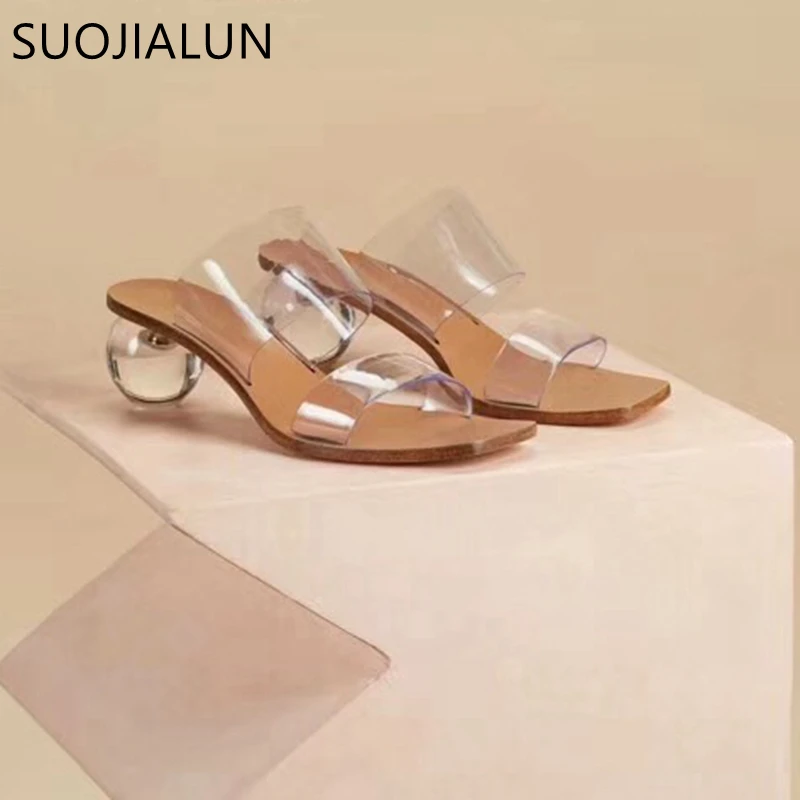 SUOJIALUN 2019 جديد العلامة التجارية شبشب نسائي الصيف هندسية كعب النساء نعال شاطئ شفافة صندل من الكلوريد متعدد الفينيل مربع تو الشرائح SUOJIALUN 2019 جديد العلامة التجارية شبشب نسائي الصيف هندسية كعب النساء نعال شاطئ شفافة صندل من الكلوريد متعدد الفينيل مربع تو الشرائح