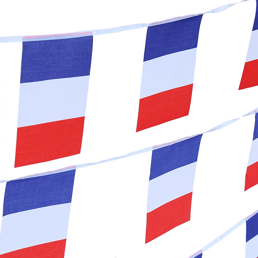10m French Flag String Bunting Banner Garland Outdoor Garden Decor Pack of 30Pcs