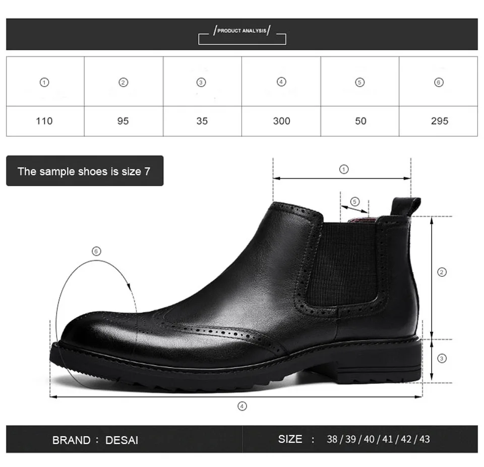 Desai/брендовые ботинки из натуральной кожи; Мужская обувь Bullock с острым носком; высококачественные мужские короткие высокие ботинки в британском стиле; размеры 38-43