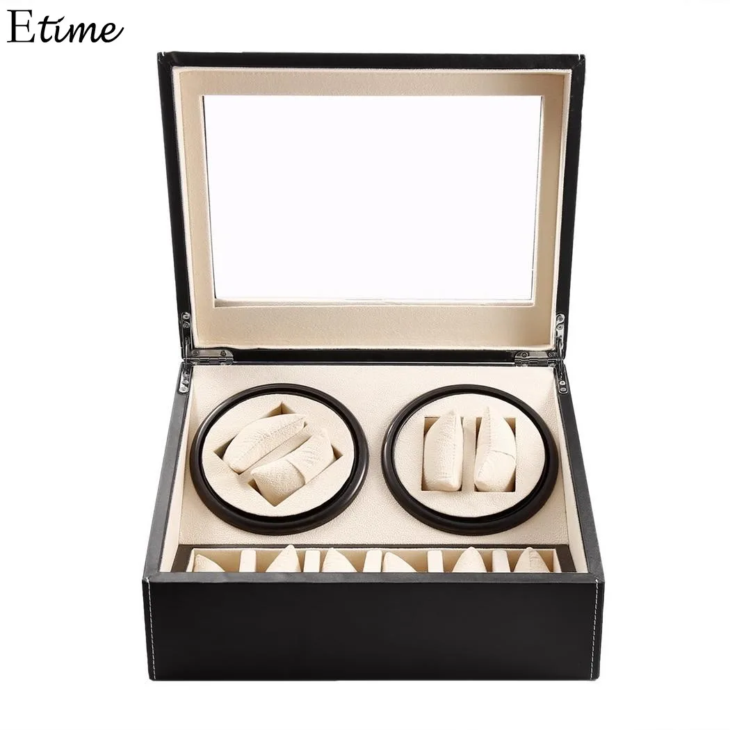 

FANALA 10 Grids Watch Box Black Automatic Rotation Watch Display Storage Organizer Box Wristwatch Watch Winder with US Plug