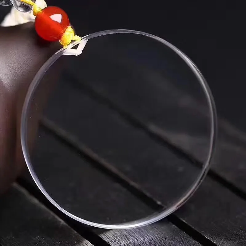 Натуральный белый кристалл простой с безопасной карты кулон ожерелье кристально чистый