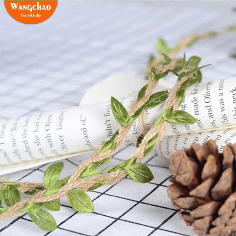

11 Yards Leaves Ribbon Rope DIY Rustic Wedding Decoration Burlap Hessian Party Decorations Home Decora Jute Twine Cord Hemp Rope