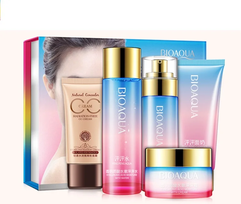 

Bioaqua Hyaluronic Acid Hydration Gift Box 5pcs set Pore Control Oil Balance Facial Care Set
