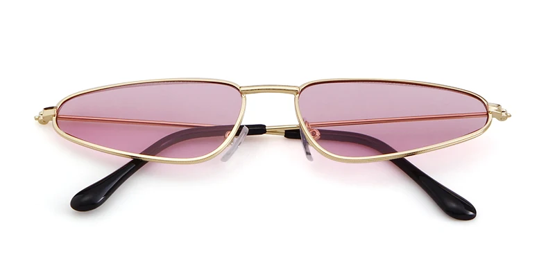 WHO CUTIE тонкие солнцезащитные очки кошачий глаз 90s Женские Ретро брендовые дизайнерские винтажные Розовые Желтые красные линзы CATEYE Солнцезащитные очки оттенки 569 - Цвет линз: C6 Gold pink