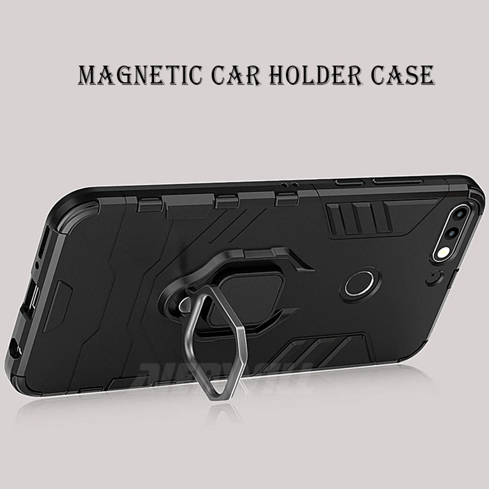 الفاخرة درع حلقة حافظة لهاتف huawei P الذكية حالة المغناطيسي المضادة للسقوط لينة حافة للصدمات الظهير حافظة لهاتف huawei P الذكية حالة