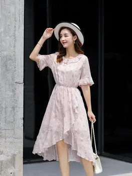 

Regular sizes Dress Print chiffon Dress Summer Butterfly Sleeve Beach Wear Summer Dress Party College Wear