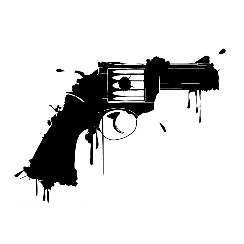 17.3cm*12.6cm Revolver Gun Weapon Car-Styling Vinyl Car Sticker Black/Silver S3-6231 17.3cm*12.6cm Revolver Gun Weapon Car-Styling Vinyl Car Sticker Black/Silver S3-6231